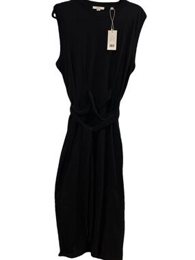 Vince Black Sleeveless Belted Midi Dress Large NWT